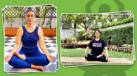 kareena kapoor khan yoga, juhi chawla yoga, yoga practice, how to do lotus pose, padmasana, indianexpress.com, indianexpress,