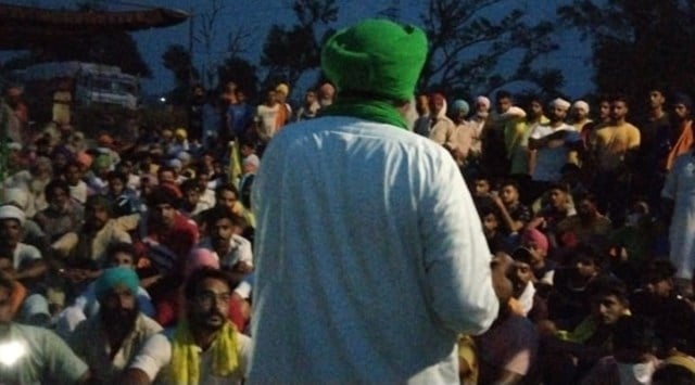 At the protest site on Bhatinda-Chandigarh highway. (Express Photo)