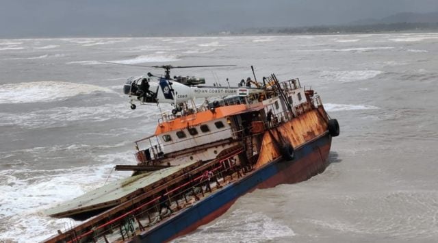 Barge MV Mangalam during rescue operation. (Express)