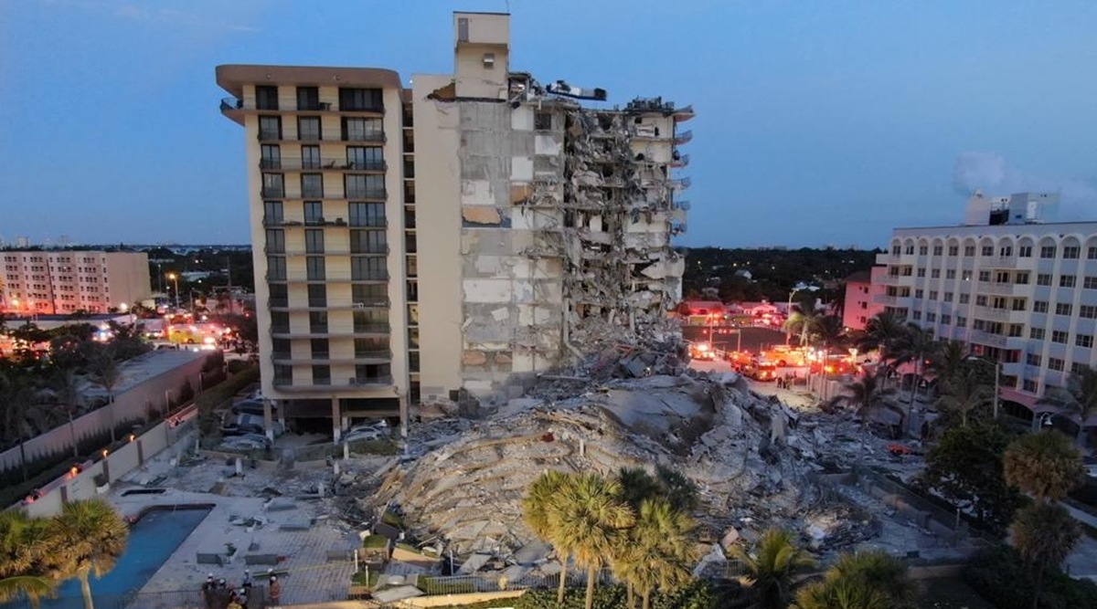 A building that partially collapsed is seen in Miami Beach, Florida, US, June 24, 2021. (Reuters)