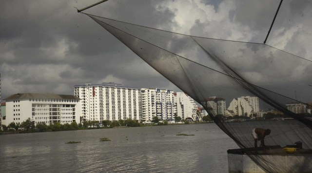 Dark clouds hover over Kochi on Thursday. (PTI)