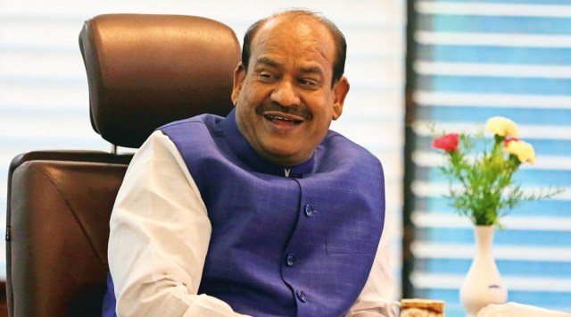 Speaker Om Birla, who has completed 2 years in office, during an interview with The Indian Express. (Express File Photo: Renuka Puri)