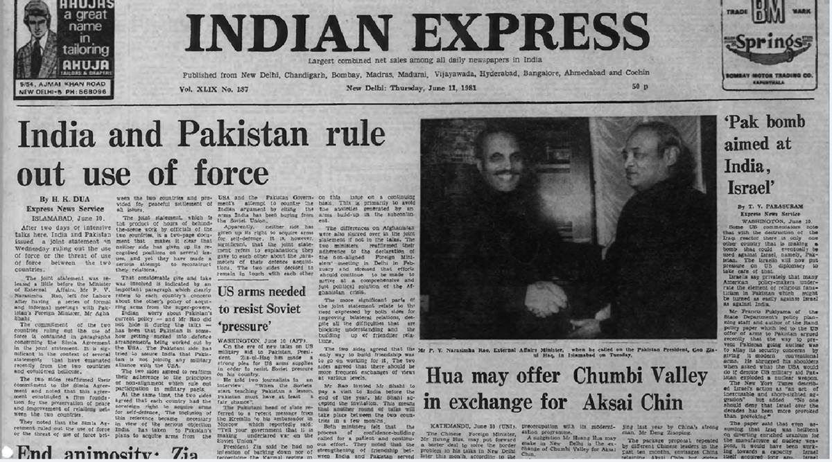 June 11 1981 Forty Years Ago Indo Pak Pact The Indian Express