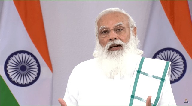 PM Narendra Modi addressing participants of Toycathon 2021 via video conference. (Photo: YouTube/Narendra Modi)