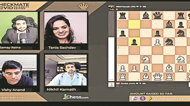 A board position during the Anand vs Nikhil Kamath match.
