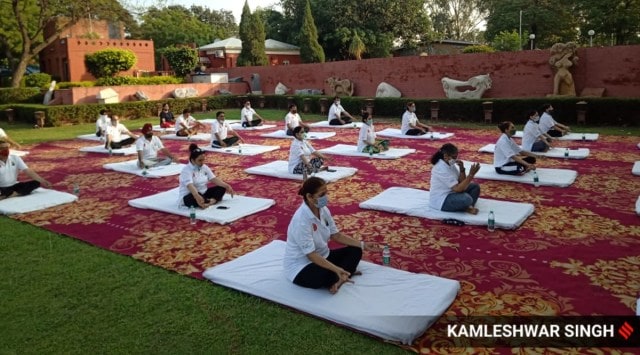 Yoga Day celebrations at a camp in Chandigarh (Express photo/Kamleshwar Singh)