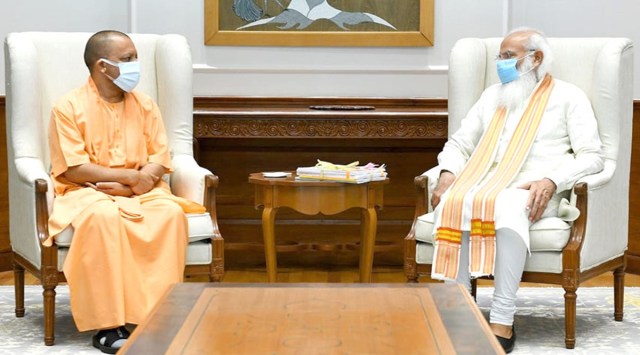 Uttar Pradesh Chief Minister Yogi Adityanath with Prime Minister Narendra Modi in New Delhi. (Twitter/myogiadityanath)