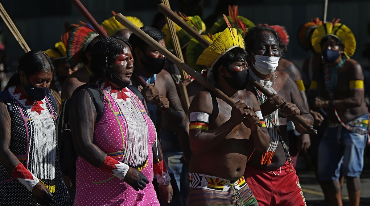 Firing Arrows Indigenous People In Brazil Protest Bill Curtailing Land