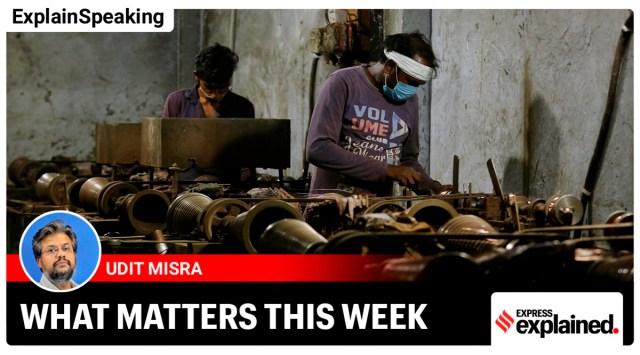 Labourers working in a factory in New Delhi. (Express Photo/Praveen Khanna)