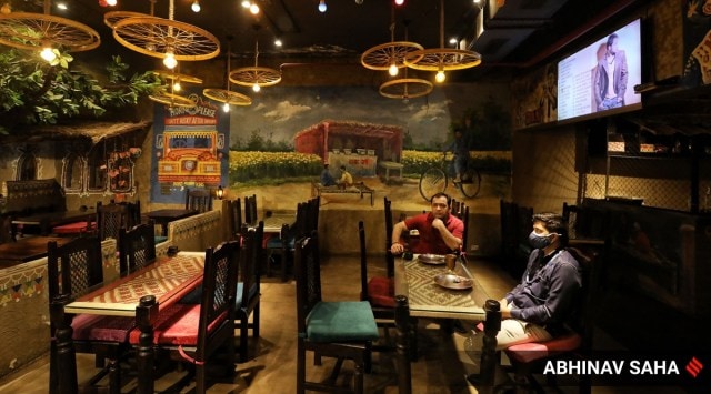 Customers at a restaurant in New Delhi (Express photo by Abhinav Saha)
