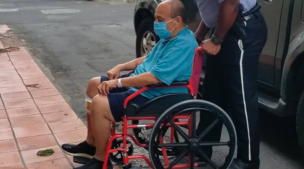 Mehul Choksi being wheeled into a court in Dominica last month (AP/PTI Photo, File)