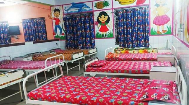 A child-friendly Covid-19 ward at a hospital in Pakur. (Express Photo)