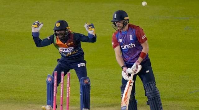 England's Sam Billings is bowled by Sri Lanka's Niroshan Dickwella during the second T20 international cricket match between England and Sri Lanka in Cardiff, Wales (Source: AP)