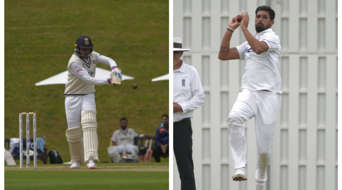 Shubman Gill and Ishant Sharma in action in the intra-squad practice match on Saturday (Twitter/BCCI)