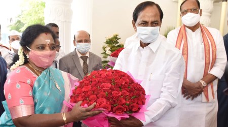 Telangana Governor Tamilisai Soundararajan and Chief Minister K Chandrasekhar Rao (Twitter: Telangana CMO/File)