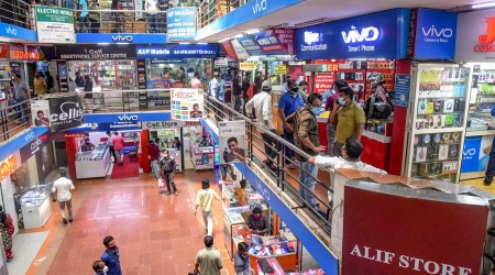 Electronics' shops open at a mall after authorities allowed them to operate amid partial relaxation in the ongoing Covid-induced restrictions, in Kochi on Friday. (PTI Photo) 