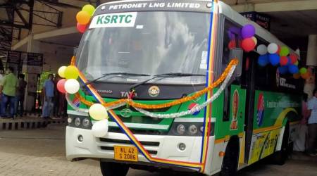 Transport Minister Antony Raju flagged off the green bus service Monday from Thiruvananthapuram's central bus station. (Photo: Facebook@KSRTC Nedumangad)
