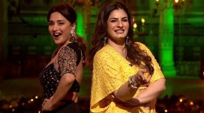 Rabina Tantan Sex Video - Madhuri Dixit, Raveena Tandon's dance-off on Dhak Dhak and Tip Tip Barsa is  unmissable, watch video | Entertainment News,The Indian Express