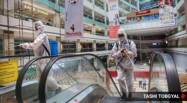 In 2020, malls were shut down in March as part of the nationwide lockdown. (Express photo by Tashi Tobgyal/Representational)
