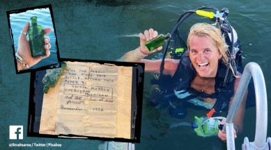 message in a bottle Michigan, message in a bottle story, scuba diving message in a bottle, bottles in water, Facebook message in a bottle, trending news, indian express news