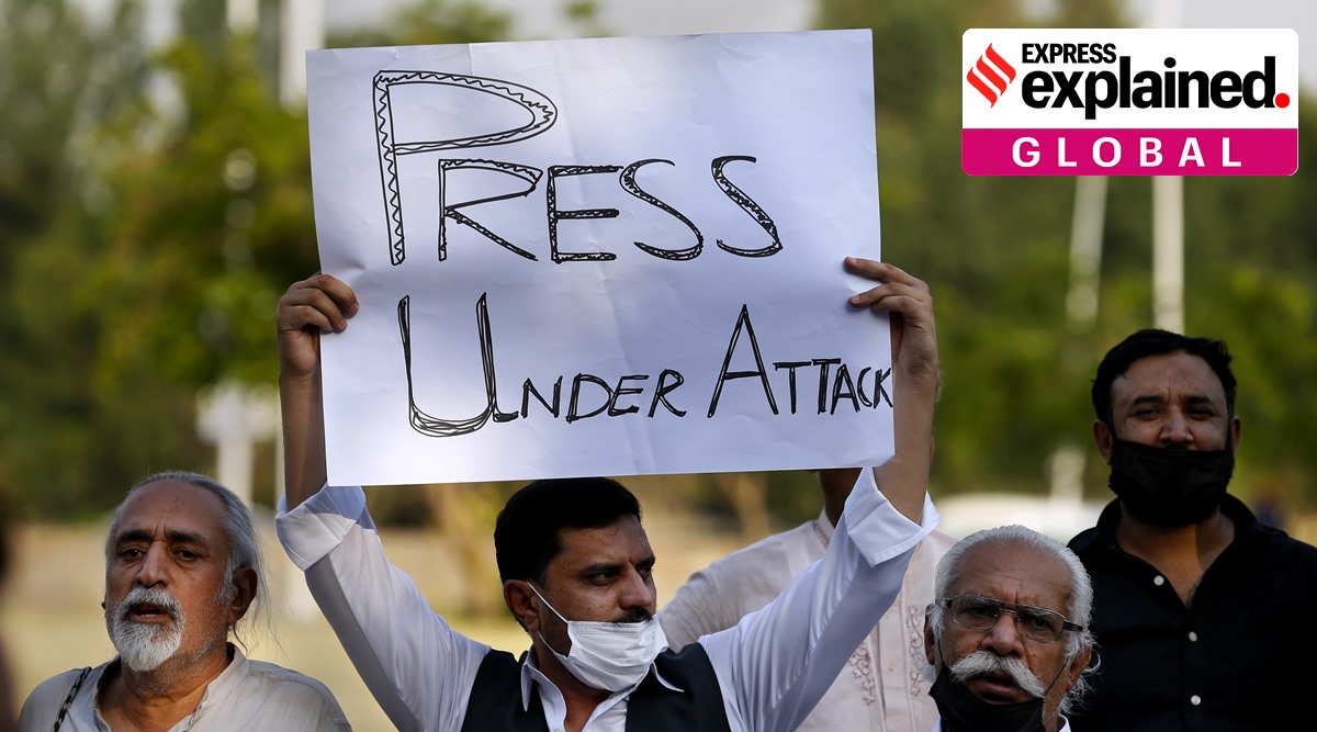 Pakistani journalists and members of civil society take part in a demonstration called by journalists union to condemn the attack on journalists, in Islamabad, Pakistan, Friday, May 28, 2021. (AP Photo/Anjum Naveed)