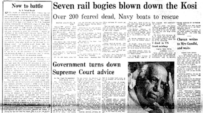 The incident occurred between Badlaghat and Dharmaghat on the Mansi Saharsa section of the Northeastern Railway following a severe cyclone.