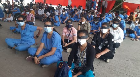 Medical and non-medical staff protest after PCMC decides to shut down Auto Cluster Hospital