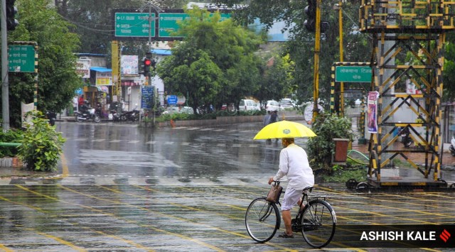 Rainfall in Pune city. (Express Photo: Ashish Kale)