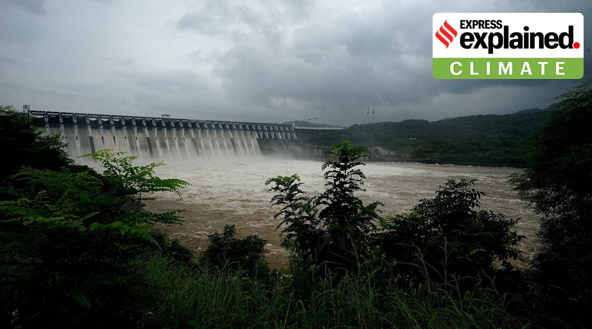 A view of the Narmada dam. (Express Photo: Bhupendra Rana, File)