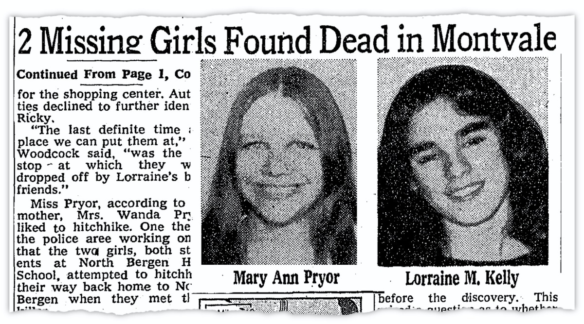 A clip from the New York Times archives shows a 1974 article about two missing girls, Mary Ann Pryor and Lorraine Kelly. (The New York Times)