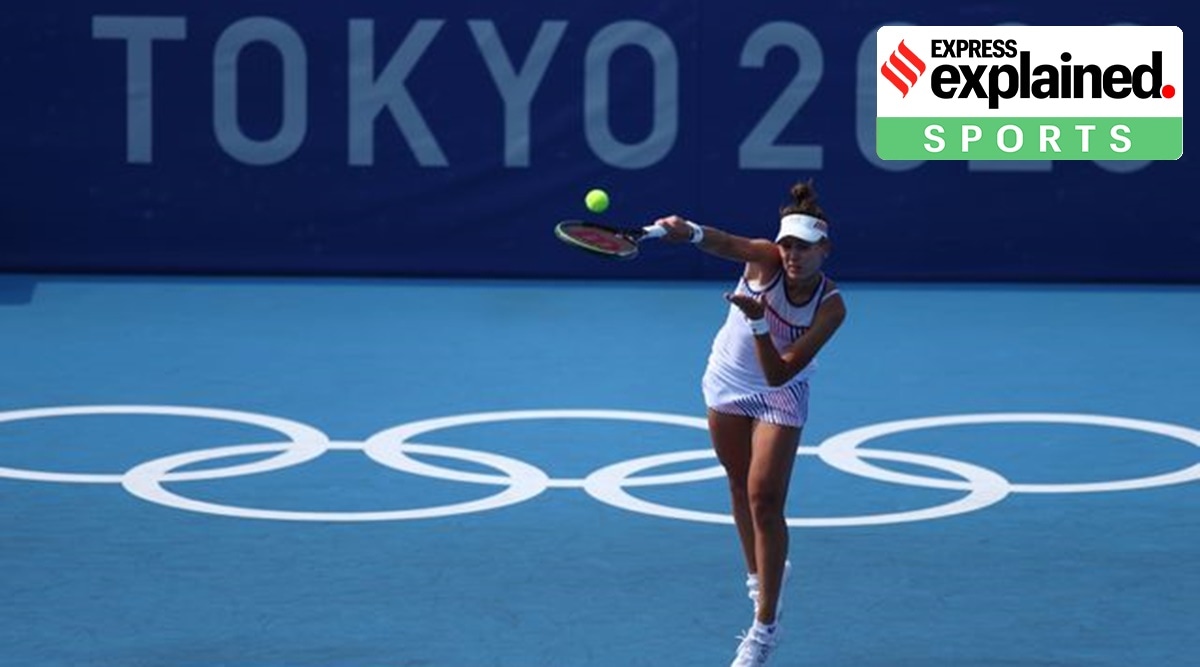 Veronika Kudermetova of the Russian Olympic Committee in action during her first round match against Garbine Muguruza of Spain. (Reuters Photo) 