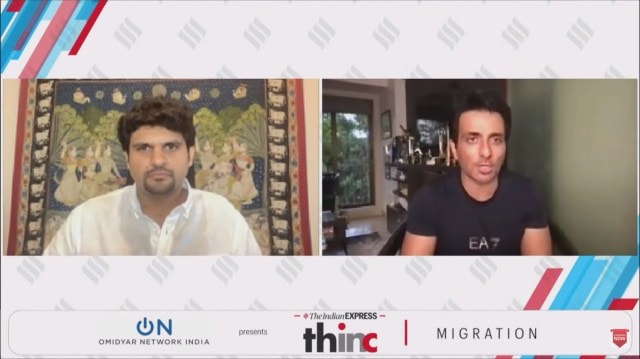 Actor Sonu Sood during the chat with Anant Goenka, executive director, Indian Express Group