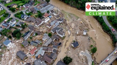 Destroyed houses are seen close to the Ahr river in Schuld, Germany, Thursday, July 15, 2021. (AP Photo/Michael Probst)