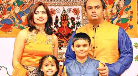 Abhimanyu with parents Hemant Mishra, Swati Sharma and sister Ridhima Mishra.