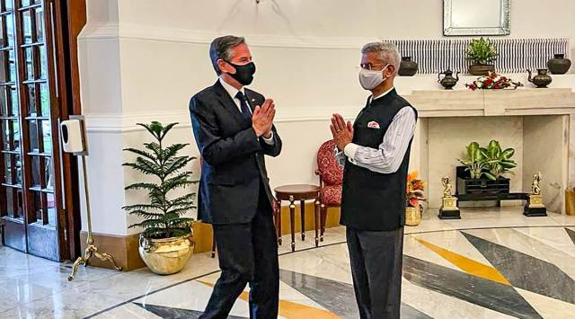 Jaishankar welcomes US Secretary of State Antony J  Blinken.