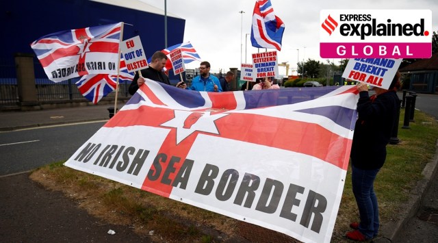 Loyalists protest against the Northern Ireland Brexit protocol in Belfast. (Photo: Reuters)