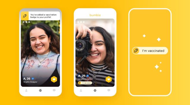 Bumble vaccinated badge, Bumble,
