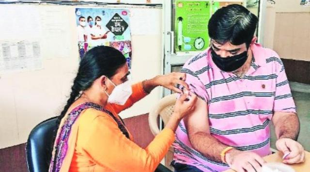 At a vaccination facility in the Tricity on Tuesday. (Aastha Parmar)
