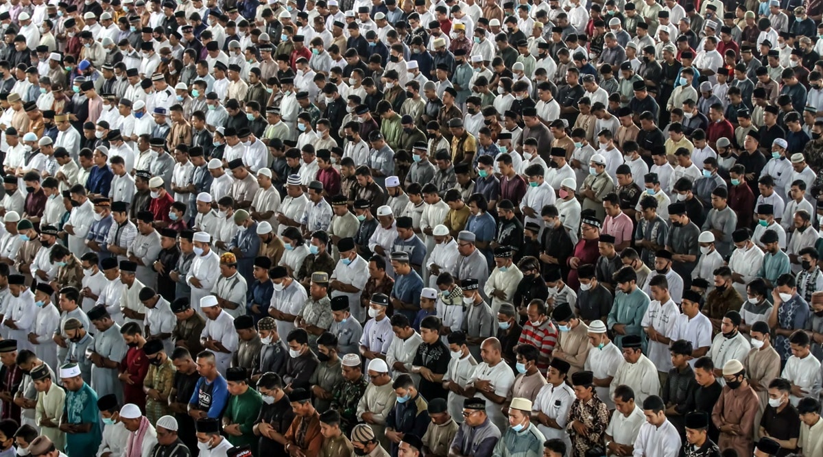 Indonesian Muslims offer Eid al-Adha prayers at a mosque amid coronavirus disease (COVID-19) pandemic in Lhokseumawe, Aceh province