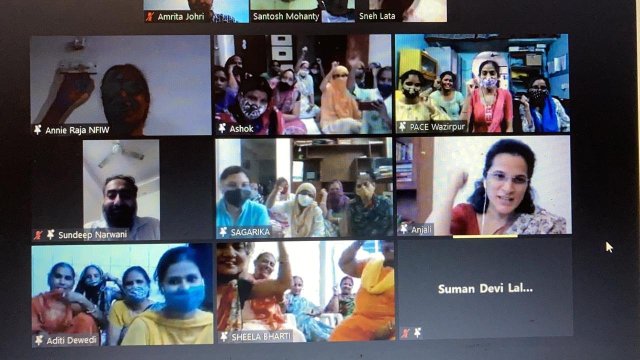A screengrab of the zoom call organised by Delhi Rozi Roti Adhikar Abhiyan.