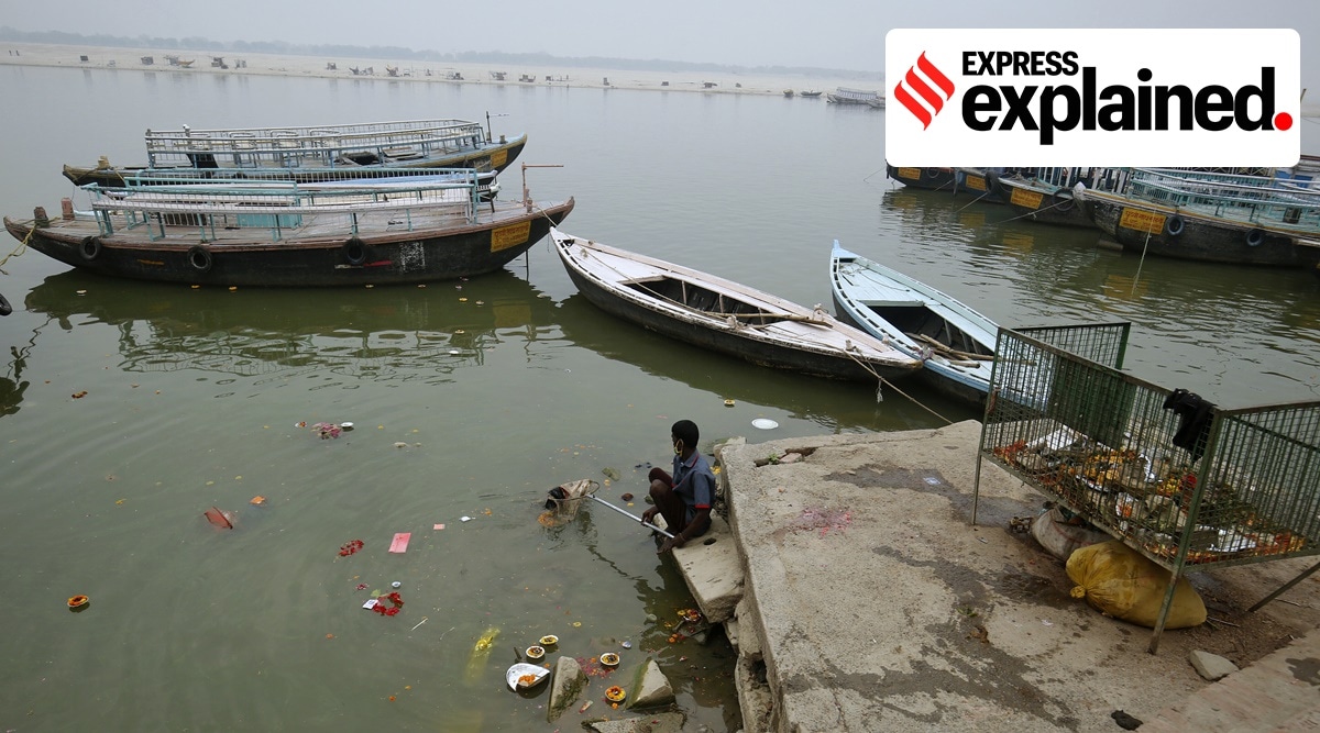 Boats parked on the bank of River Ganga. (Express Photo by Praveen Khanna)
