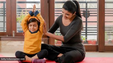 yoga, yoga with kids, breathing exercises for children, practising breathing techniques with kids at home, yoga for kids, parenting, indian express news