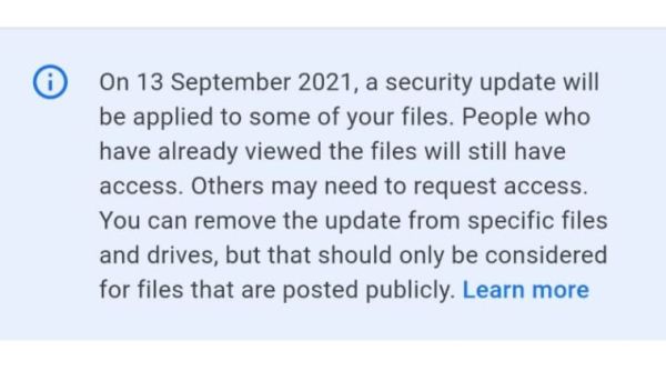 Google Drive, Drive, Pembaruan Keamanan Drive
