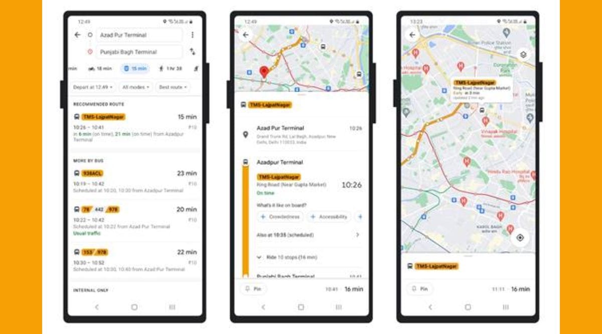 Google Maps, Google Maps Delhi buses,