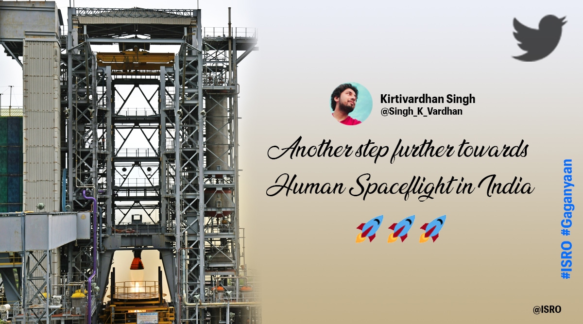ISRO, ISRO congratulations, ISRO Gaganyaan project, Vikas Engine test for Gaganyaan, Twitter reaction, Trending news, Viral news, Indian Express news
