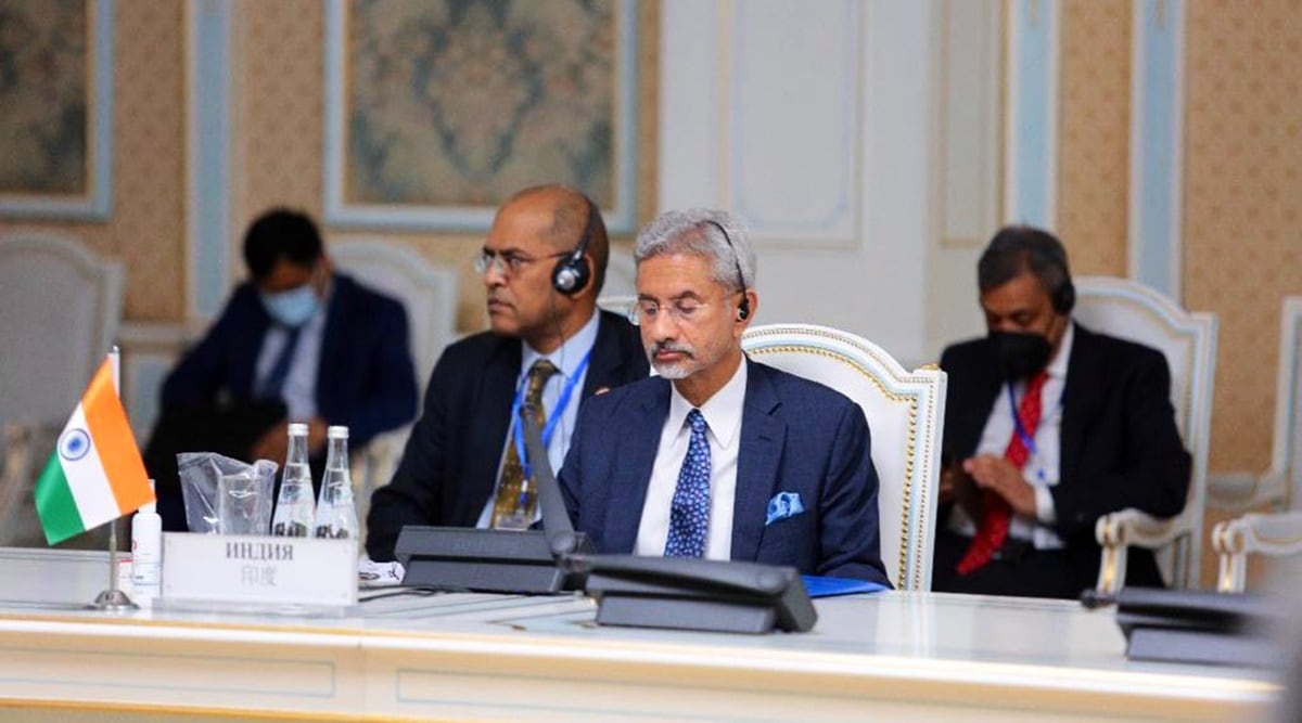 External Affairs Minister S Jaishankar at the Shanghai Cooperation Organisation (SCO) Foreign Ministers Contact Group meeting. (Photo: Twitter/@DrSJaishankar)