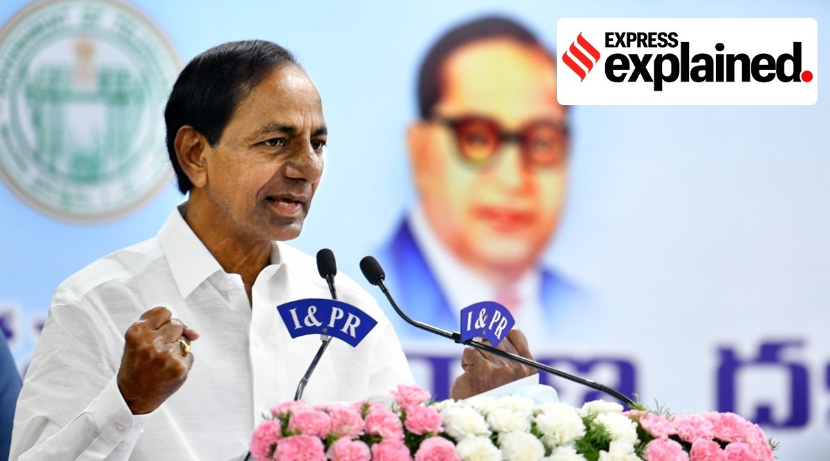 Telangana Chief Minister K Chandrasekhar Rao addresses a seminar on the Dalita Bandhu scheme (Twitter/@trspartyonline)