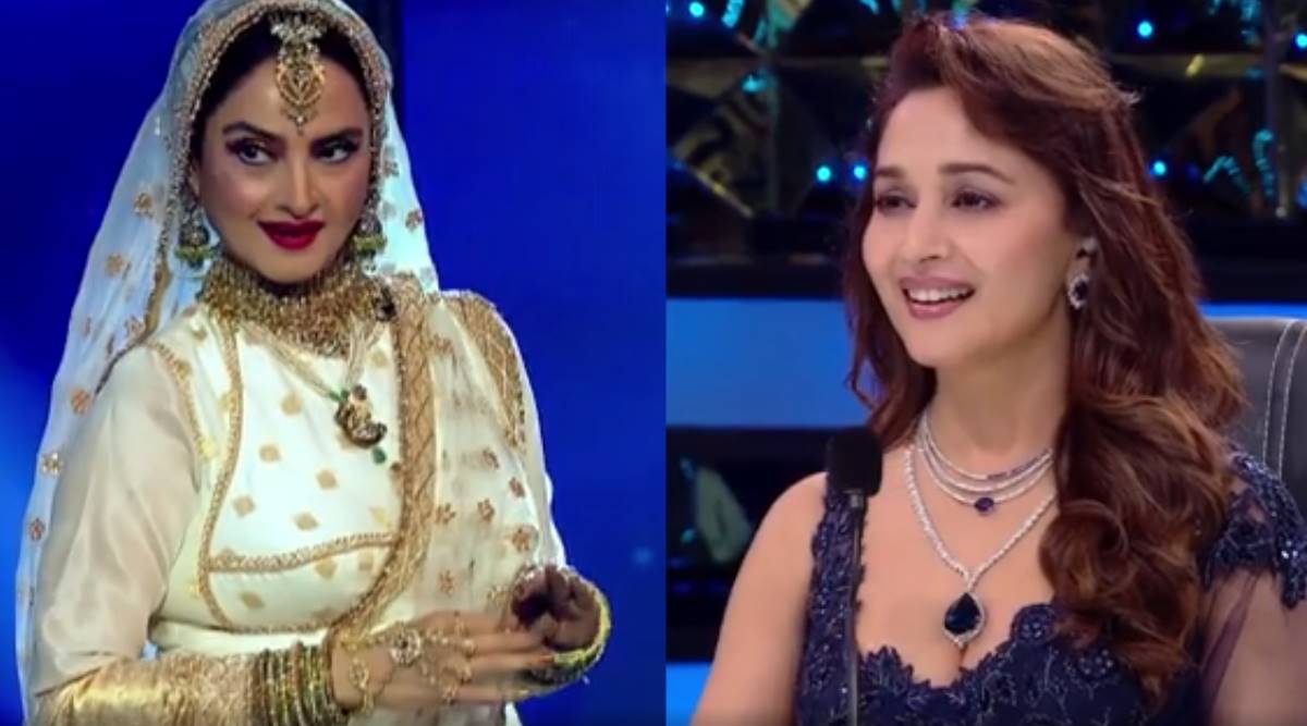 Madhuri Dixit Xxx Videos Hindi - Rekha performs on Salaam-E-Ishq on Dance Deewane 3, Madhuri Dixit whistles  for her | Entertainment News,The Indian Express