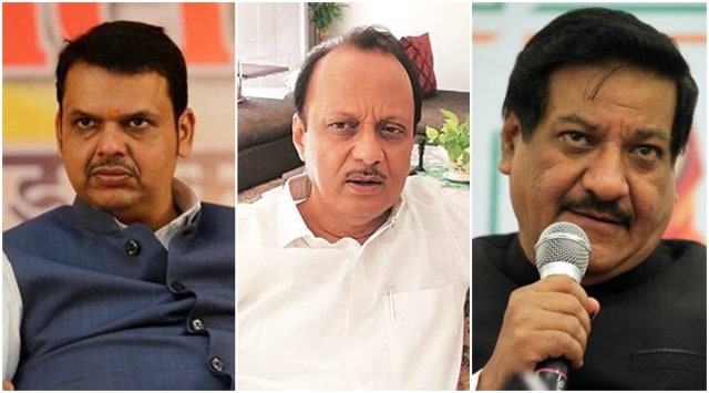 (From left to right) BJP leader Devendra Fadnavis, NCP's Ajit Pawar and Congress leader Prithviraj Chavan (File photo)