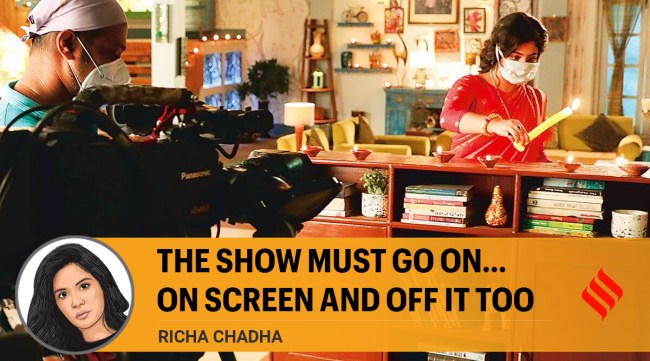 A TV show being shot in Kolkata when curbs were eased in June last year. (Photo: Partha Paul)